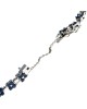 Blue Sapphire and Diamond Flower Link Inline Bracelet in White Gold